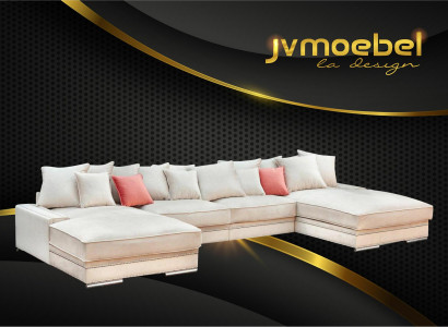 Luxury Textil Modern Desing Ecksofa in U-Form Wohnlandschaft Polsterecke Neu